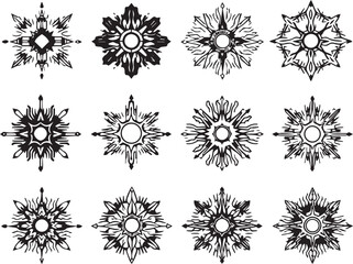 Set of elements for flat design, patterns, ornaments, mandalas. Hand drawn vector illustration