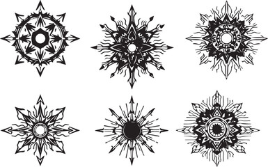 Set of elements for flat design, patterns, ornaments, mandalas. Hand drawn vector illustration