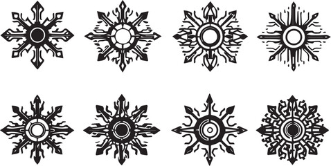 Set of elements for flat design, patterns, ornaments, mandalas. Hand drawn vector illustration