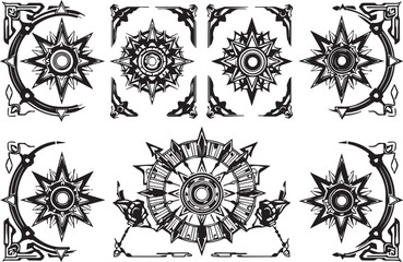 Set of elements for flat design, patterns, ornaments, mandalas. Hand drawn vector illustration