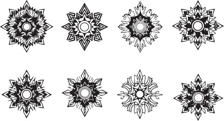 Set of elements for flat design, patterns, ornaments, mandalas. Hand drawn vector illustration