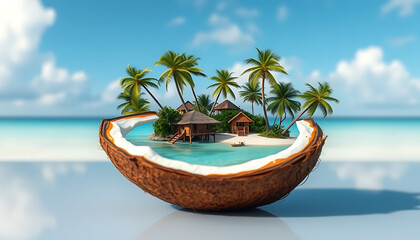 tropical beach with palm trees