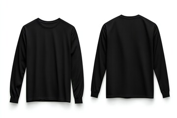 black long sleeve mock up, front and back view, longsleeve t shirt mockup template