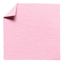 Pink isolated cut out blank paper note cardboard with folded corner dog-ear earmark and copy space...