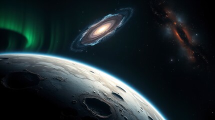 Obraz premium Stunning Galaxy and Planet Space Scene Wallpaper