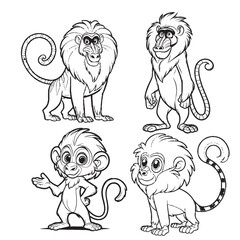 High-Quality Cute Cartoonic Mandrill Standing Pose Vector Illustrations