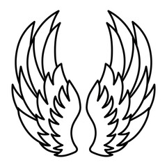 Wings silhouette, black outline. Vector illustration, design element, tattoo, logo or print