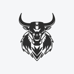 black and white of bull's head logo icon design.