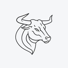 bull head logo icon line art design.