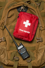 First Aid Kit on army backpack