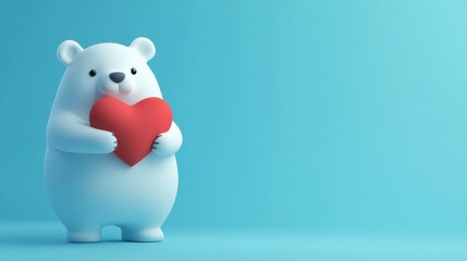 Adorable Polar Bear Holding a Heart: A Symbol of Love and Affection