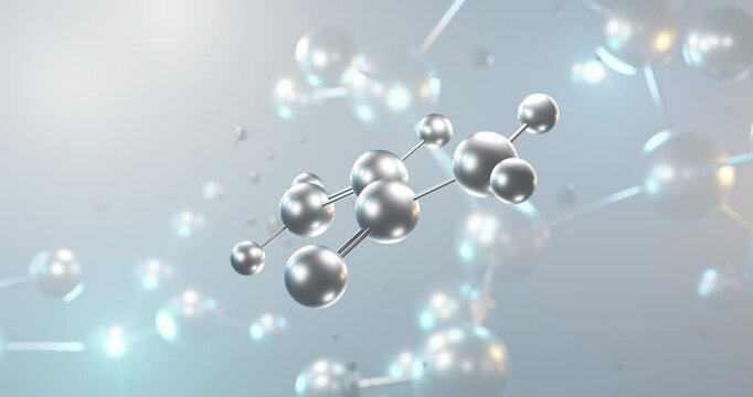 Acrylamide rotating 3d molecule, molecular structure of monomer, seamless video