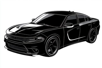 Black Charger Vector Silhouette Design Isolated on White Background