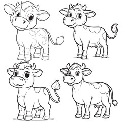 High-Quality Cute Cartoonic Cow Standing Pose Vector Illustrations