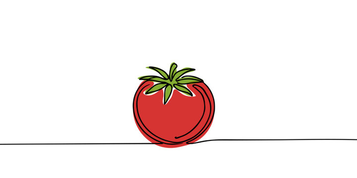 recommend clip art: One continuous line drawing Tomato vegetable. Tomato single line illustration, ripe fresh one tomato fruit vegetable line art, Abstract red shaped single line tomato icon