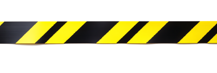 Warning tape on a white background, with bold black diagonal stripes