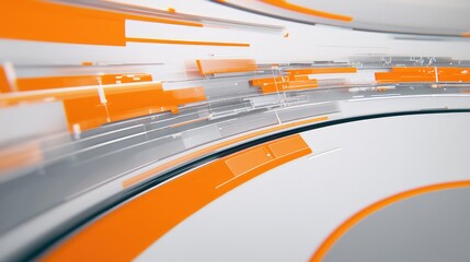 Techno-futuristic breaking news background with curved panels and glass structure