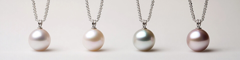 Four different pearl pendants on a white background