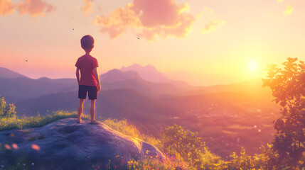 Obraz premium cartoon character cute Enjoying the View