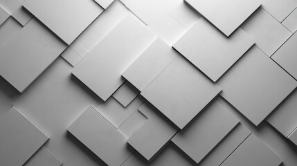 Obraz premium Abstract grayscale square pattern, geometric background, overlapping layers, textured surface, modern design, digital art