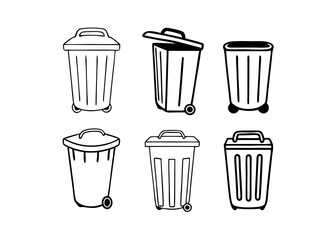 Bin icon set, Vector icon, Line art Vector, Doodle Icon