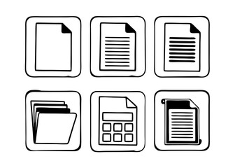 Document icon set, Vector icon, Line art Vector, Doodle Icon