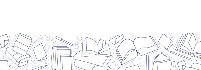 Open books for library, lesson at school, lecture