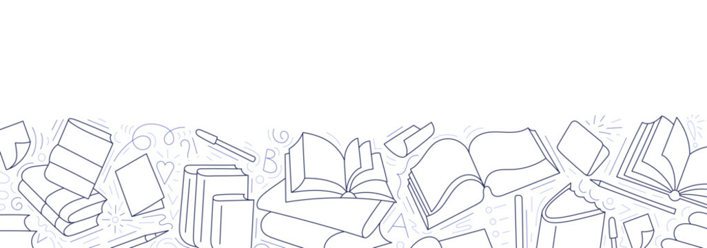 Open books for library, lesson at school, lecture