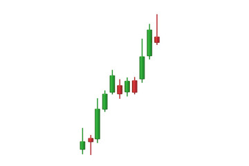 Stock market graph isolated on white background. Japanese candles. Top view. 3d render