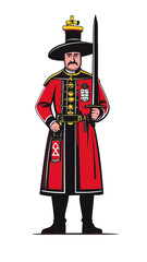 Yeoman Warder Beefeater Minimalist Vector Illustration Iconic British Guard