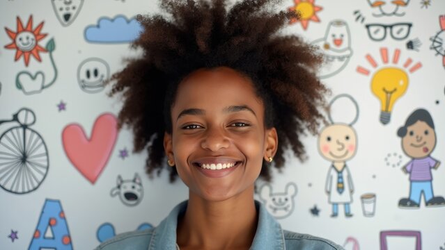 A Young Black Woman Winks With a Big Smile, Exuding Positivity