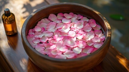 Tranquil Flower Petals in Natural Light Bowl