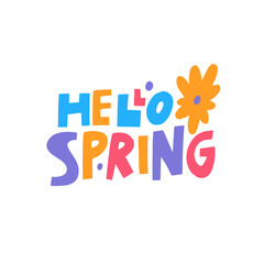 Hello Spring A Bright and Colorful Illustration for Seasonal Greetings and Celebrations
