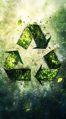 Recycling symbol bursting with nature