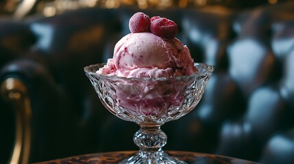 Ice cream in a crystal goblet opulent mood