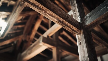 Wooden Interior Structure of Old House