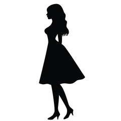 silhouette of a girl in long dress