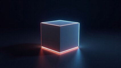 Neon Cube Abstract Minimalist 3D Render