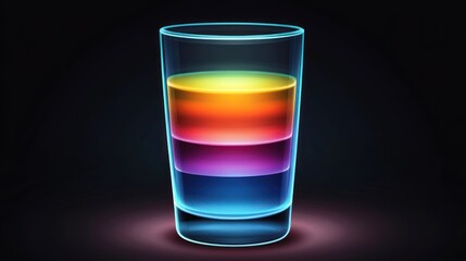 Layered cocktail, dark bar, neon glow, drinks menu
