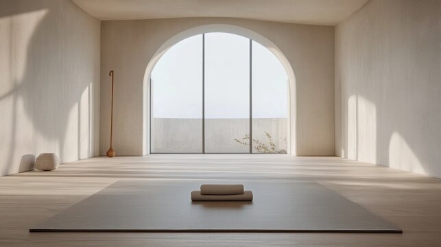 Knee exercises on a yoga mat in a tranquil minimalist studio. Featuring strength and flexibility