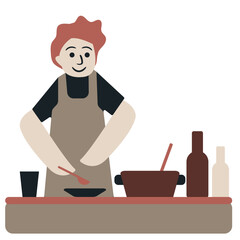 People Cooking Illustration