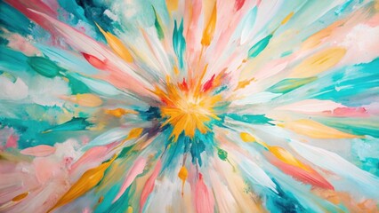 Abstract Burst of Pastel Hues A Vibrant Canvas of Expressive Color and Dynamic Strokes
