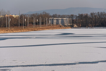 Linia kolejowa w Goczałkowice Zdrój, zima.  © Elżbieta Kaps
