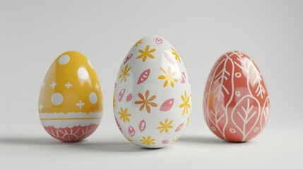 Fototapeta premium Œufs de pâques colorés sur fond uni, couleur pastel.