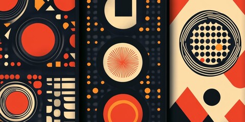 Obraz premium geometric patterns in orange and black colors.