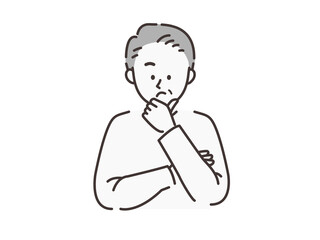 悩んでいるシニアの男性