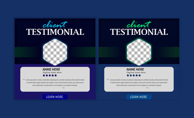 Customer feedback testimonial social media post web banner template. client testimonials social media post banner design template with green color .modern professional client feedback testimonial desi