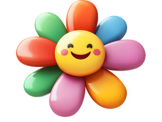  Colorful smiling flower with a happy face isolated on white background