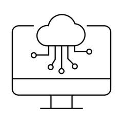 Optimize Cloud Computing Icon – Performance Enhancement and Cloud Security- Editable stroke vector line icon