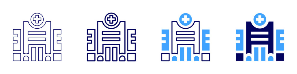 Medical clinic icon in 4 different styles. Thin Line, Line, Bold Line, Duotone. Duotone style. Editable stroke